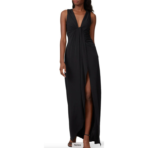 Cinq a Sept Black Plunging Gown XS Chic Twist Front Formal Slit Designer $595 - Picture 1 of 11